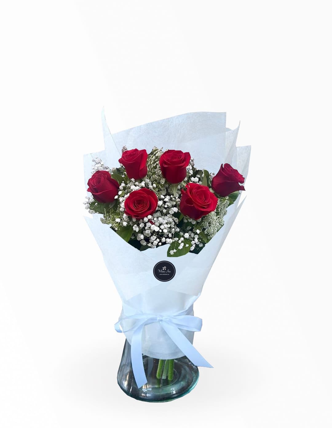 Image of 6 Red Roses In a Vase